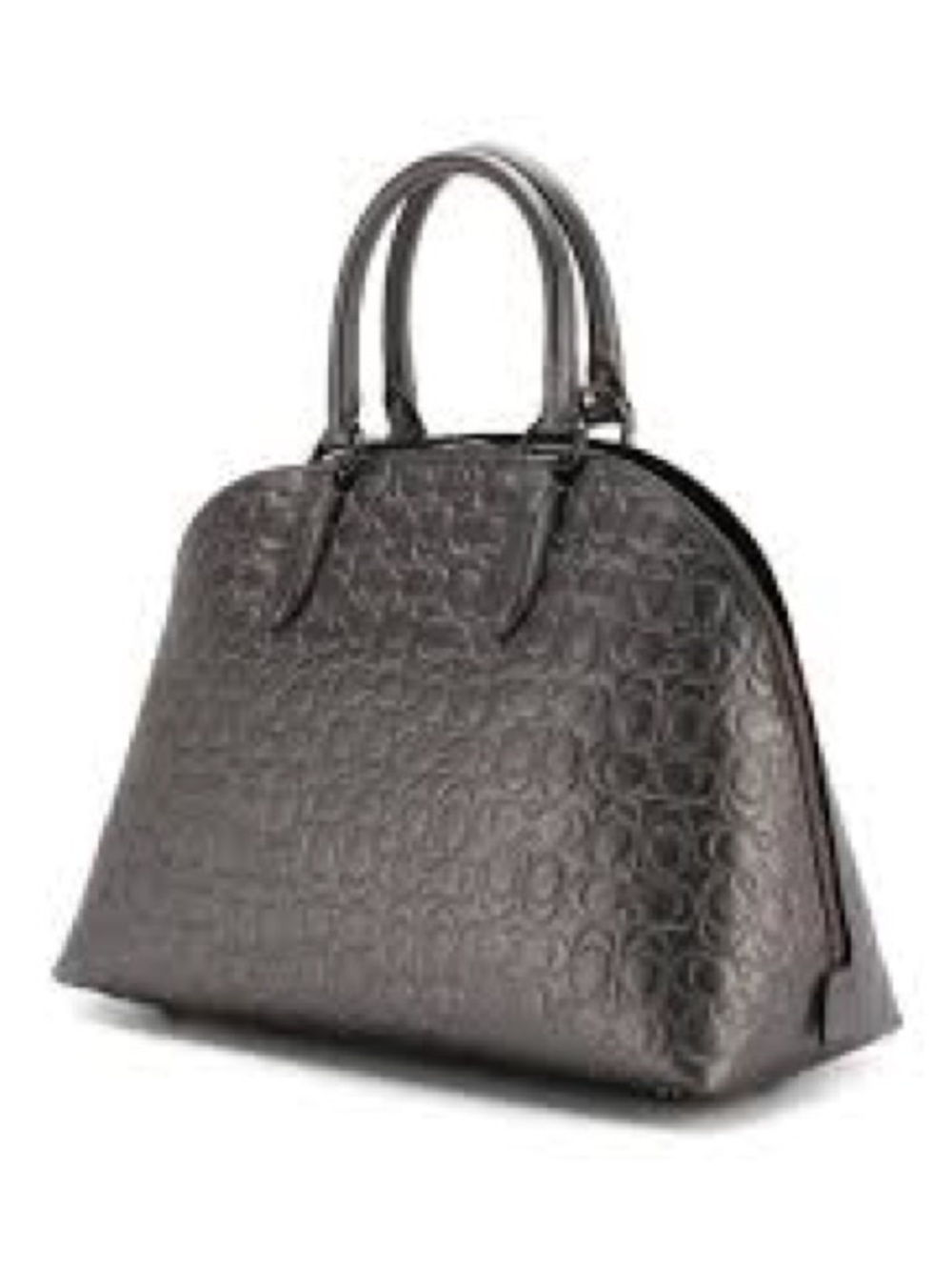 Coach Metallic Signature 35526 Leather Quinn Metallic Graphite/Silver Satchel